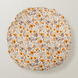 水彩秋秋花離れ類 ラウンドクッション