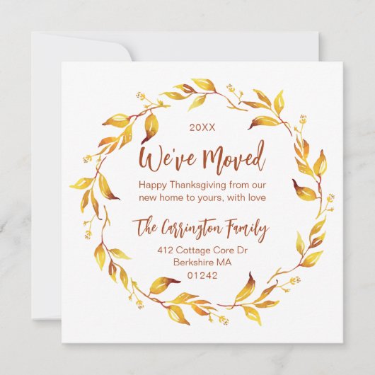 水彩秋紅葉引っ越しました。 シーズンカード (正面)