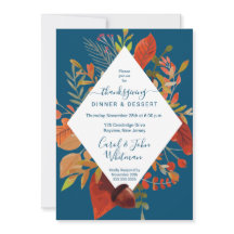 水彩秋紅葉感謝祭招待状