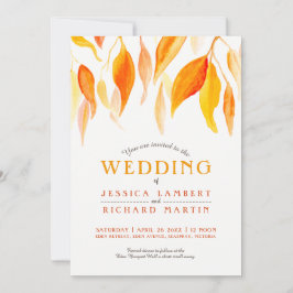 水彩秋紅葉結婚ズ 招待状