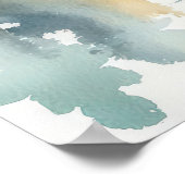 水彩秋素朴の湖とローボート&ツリー ポスター (角)