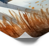 水彩秋素朴秋ツリーズレイクローボート ポスター (角)