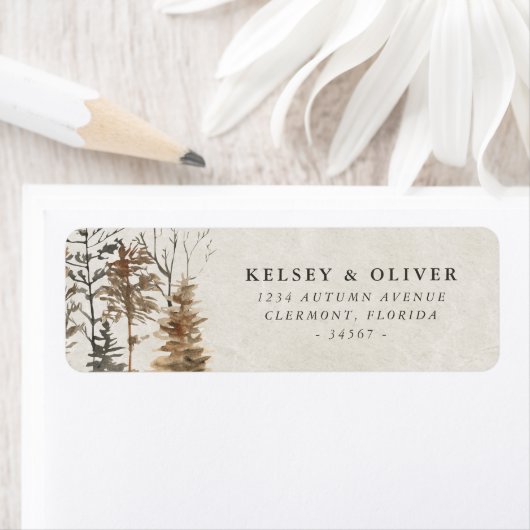 水彩秋結婚の新郎新婦 ラベル (インサイチュ)