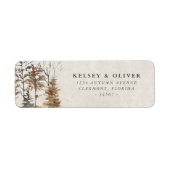 水彩秋結婚の新郎新婦 ラベル (正面)