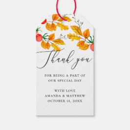 水彩秋結婚の木感謝してい葉のあなた ギフトタグ