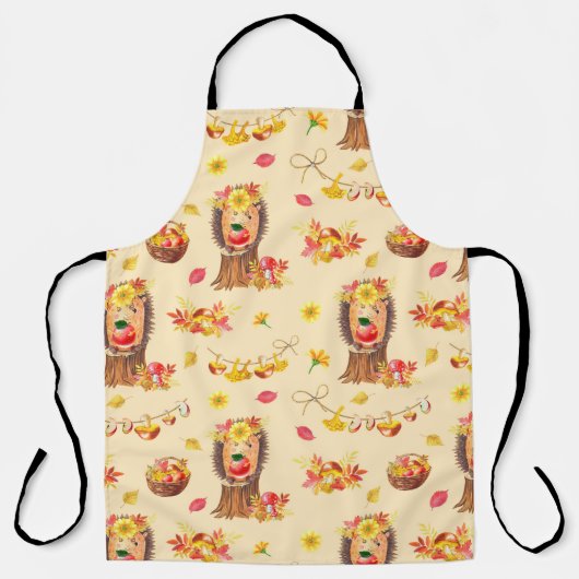 水彩秋継ぎ目無し紋様かわいい水筒 エプロン (正面)