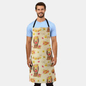 水彩秋継ぎ目無し紋様かわいい水筒 エプロン (着用した状態)