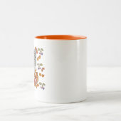 水彩秋美しいフクロウと葉コーヒームー ツートーンマグカップ (中央)