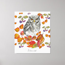 水彩秋美しいフクロウ葉と キャンバスプリント