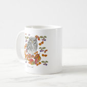 水彩秋美しいフクロウ葉と コーヒーマグカップ (正面左)