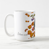 水彩秋美しいフクロウ葉と コーヒーマグカップ (左)