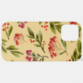 水彩秋自然クランベリーパターン iPhoneケース (裏面横)