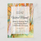 水彩秋色アスペン樹木 新しい住所 案内ポストカード (正面)