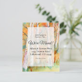 水彩秋色アスペン樹木 新しい住所 案内ポストカード (スタンド正面)