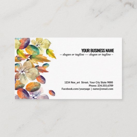 水彩秋色背景(葉付) 名刺 (裏面)