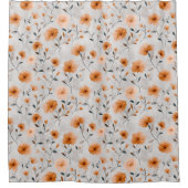 水彩秋花シンプル花ミニマルフローラ シャワーカーテン (正面)