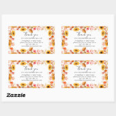 水彩秋花感謝していあなたビジネス情報 長方形シール (シート)