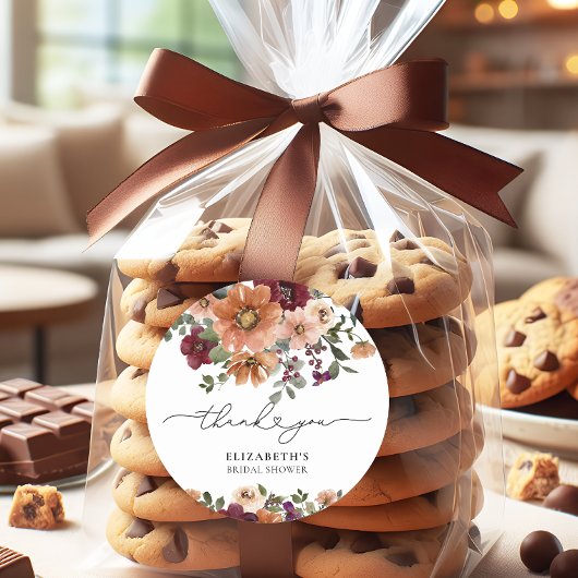 水彩秋花挙式前パーティー ラウンドシール