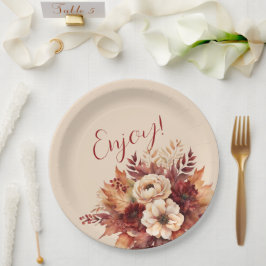 水彩秋花楽しむ- ペーパープレート