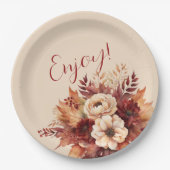 水彩秋花楽しむ- ペーパープレート (正面)