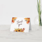 水彩秋花模様紅葉サンキューノート サンキューカード (正面)
