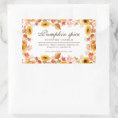 水彩秋花秋ろうそく製品 長方形シール (バッグ)