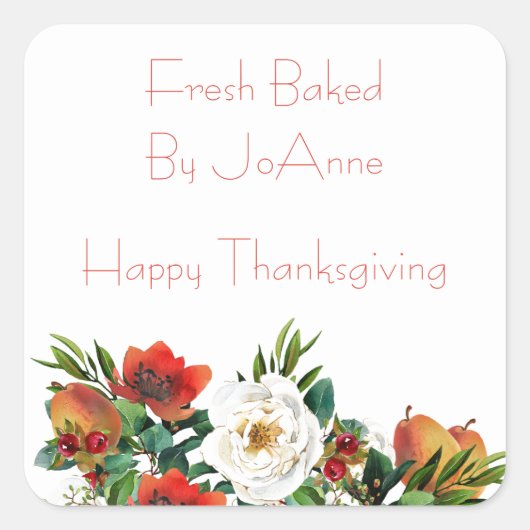 水彩秋花 スクエアシール (正面)