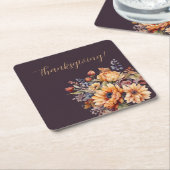 水彩秋花 –  スクエアペーパーコースター (アングル)