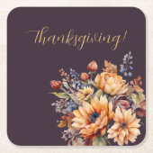 水彩秋花 –  スクエアペーパーコースター (正面)