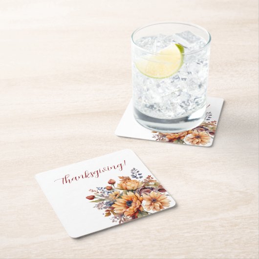 水彩秋花 –  スクエアペーパーコースター (インサイチュ)