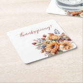 水彩秋花 –  スクエアペーパーコースター (アングル)