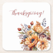 水彩秋花 –  スクエアペーパーコースター (正面)