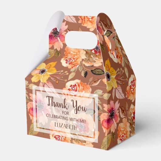 水彩秋花 ブライダルシャワー フェイバーボックス (正面サイド)