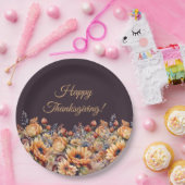 水彩秋花 –  ペーパープレート (パーティー)