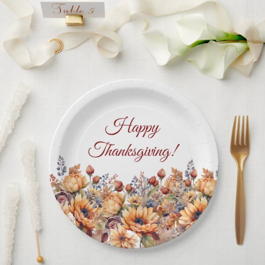 水彩秋花 –  ペーパープレート (ウェディング)
