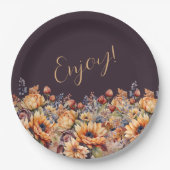 水彩秋花 –  ペーパープレート (正面)