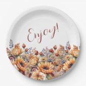 水彩秋花 –  ペーパープレート (正面)
