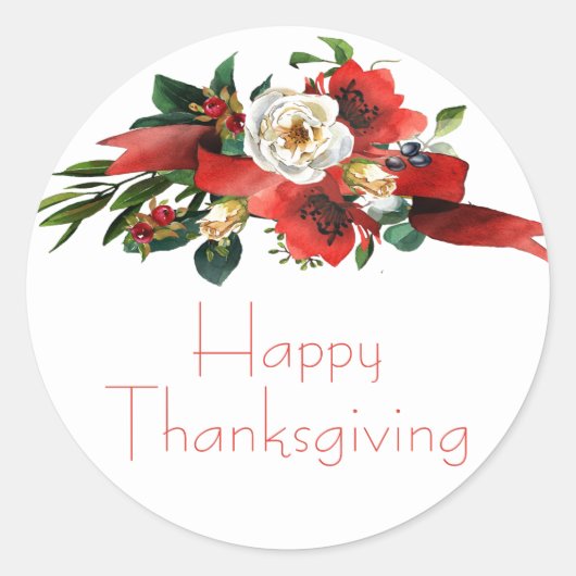 水彩秋花 ラウンドシール (正面)