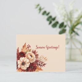 水彩秋花 – 季節のあいさつ – ポストカード