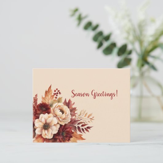 水彩秋花 – 季節のあいさつ –  ポストカード (スタンド正面)