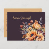 水彩秋花 – 季節のあいさつ –  ポストカード (正面/裏面)