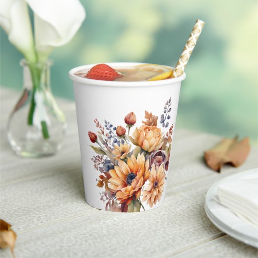 水彩秋花 –  紙コップ (インサイチュ)