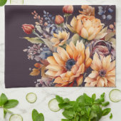 水彩秋花 – 紫 –  キッチンタオル (折り畳み)