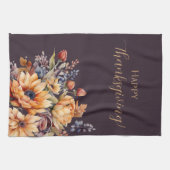 水彩秋花 – 紫 –  キッチンタオル (横)