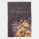 水彩秋花 – 紫 –  キッチンタオル (縦)