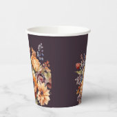 水彩秋花 – 紫 紙コップ (左)