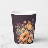 水彩秋花 – 紫 紙コップ (正面)