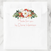 水彩秋花 長方形シール (バッグ)