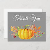 水彩秋落ち葉オレンジ感謝カード サンキューカード (正面/裏面)