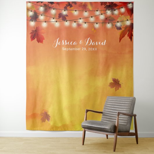 水彩秋葉エレガントな秋のウェディング タペストリー (インサイチュ)